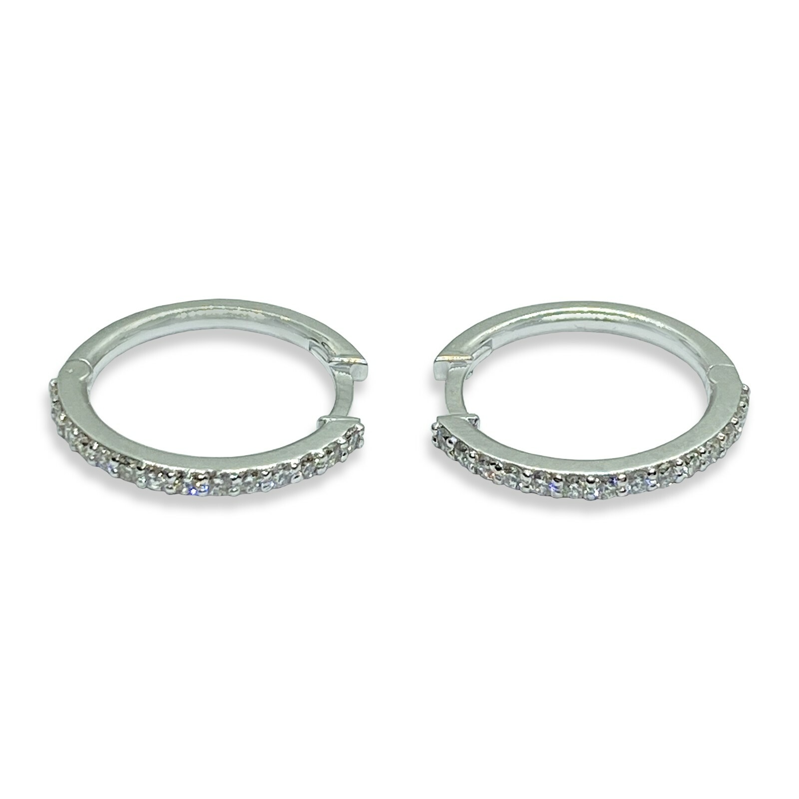14k Solid White Gold Diamond Hoop Earrings 0.34 ct tw Huggie Hoops  -image