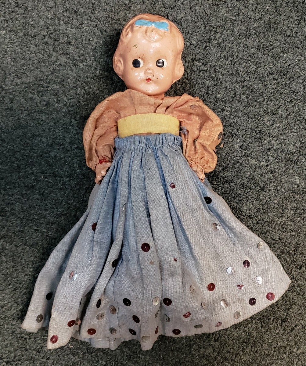 1930's American Composition Girl Doll in Sequined Dress