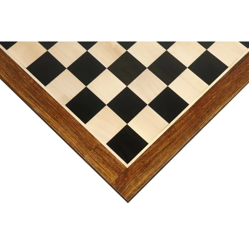 23" Large Ebony & Maple Wood Chessboard 60 mm Square - Golden Rosewood borders