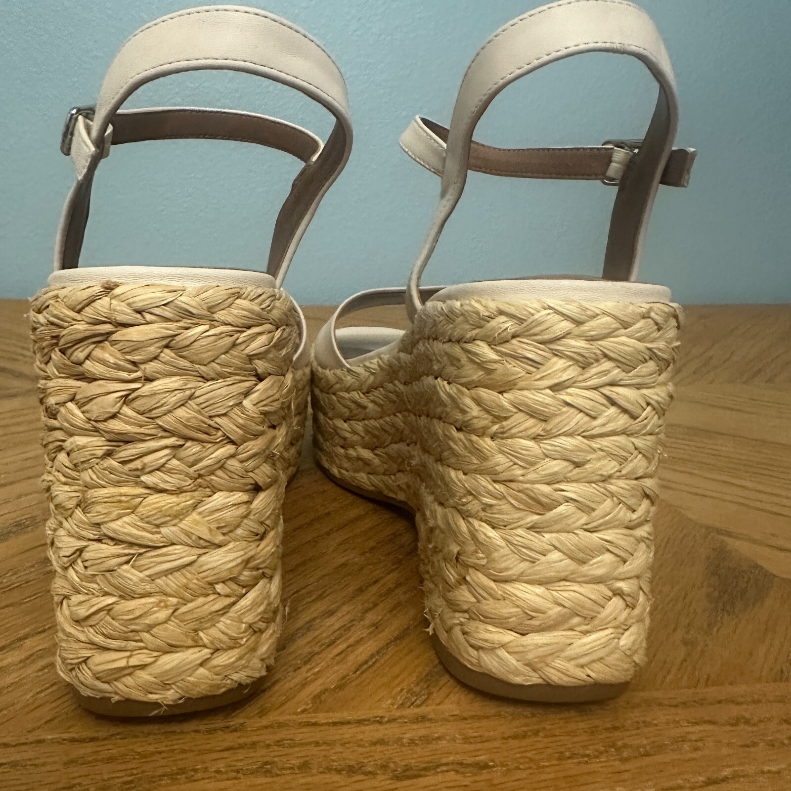 Universal Thread Platform Wedge White Sandals Ank… - image 5