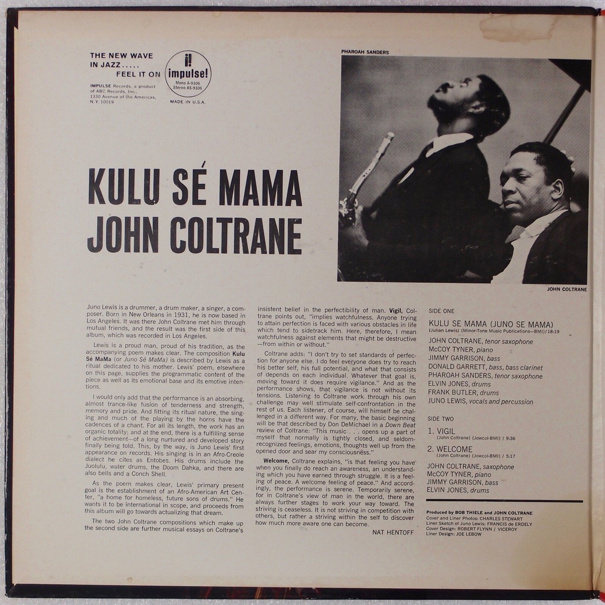 JOHN COLTRANE: Kulu Se Mama US Impulse AS-9106 Jazz Van Gelder