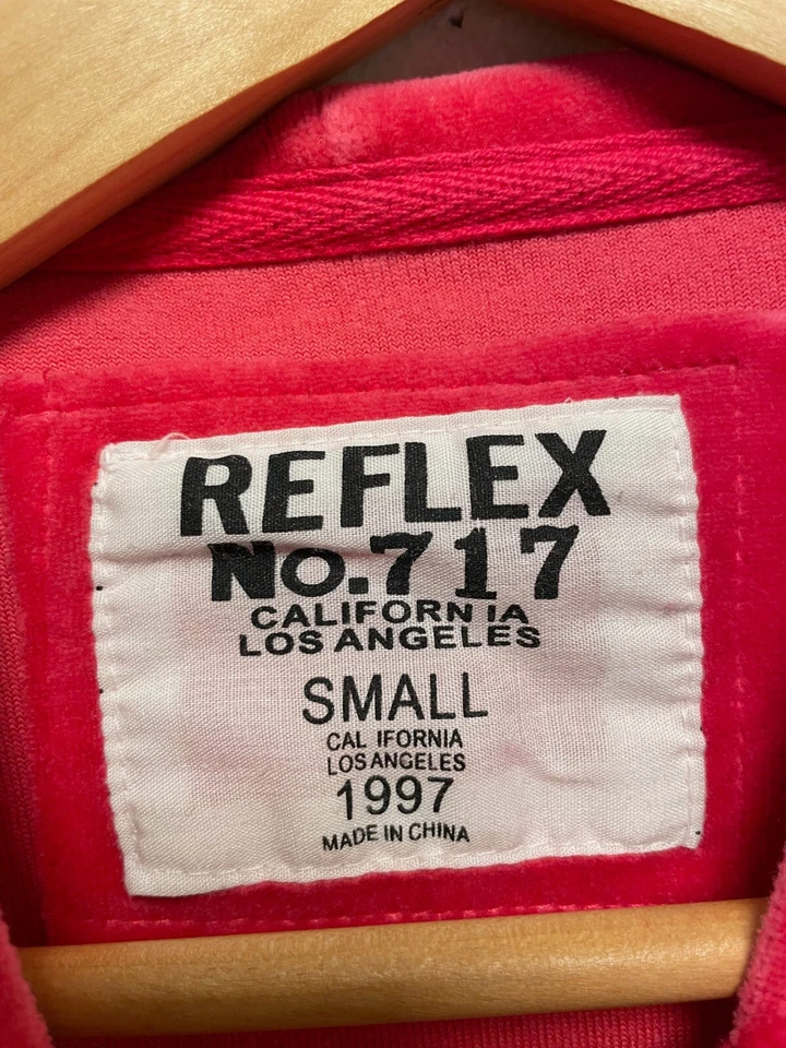 Chaqueta de Pista Reflex Juniors Talla Pequeña Rosa Caliente Terry Terciopelo Cremallera Completa Con Capucha Y2K Foto 3 de 4