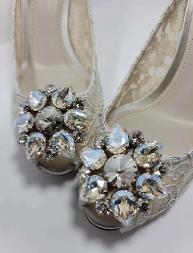 DOLCE & GABBANA Shoes Nude Lace Crystal Heels Pumps EU 37/US7 Run Like 36/6 - Picture 2 of 6