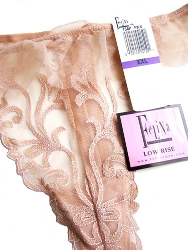 X0141 Felina Intimates NEW 138P Embroidery Lace Ruffle Tulle Waistline Thong XXL - Picture 4 of 7