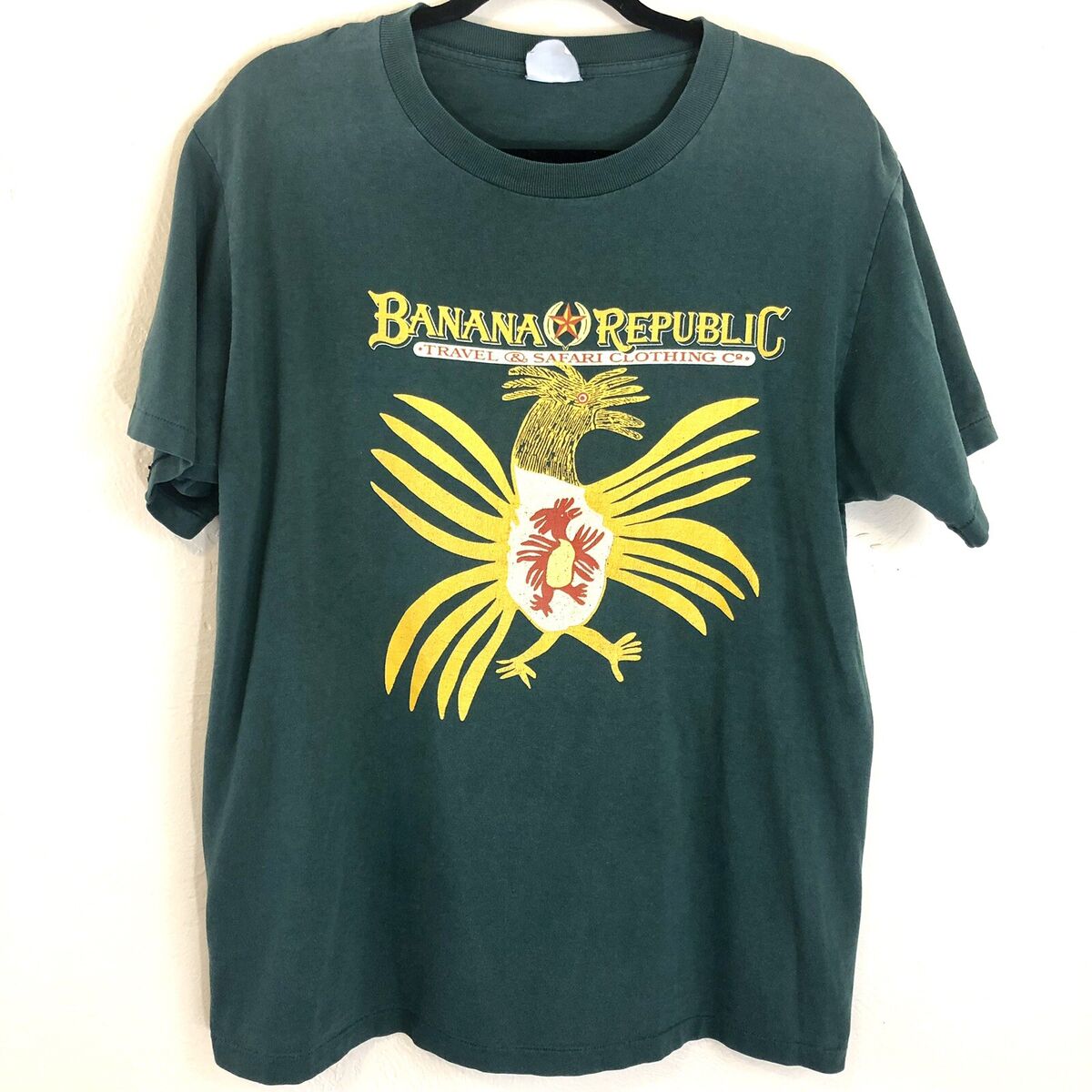 HTF Rare Vintage 80s Banana Republic Logo T-Shirt L XL Green HTF Rare Vintage 80s Banana Republic Logo T-Shirt L XL Green