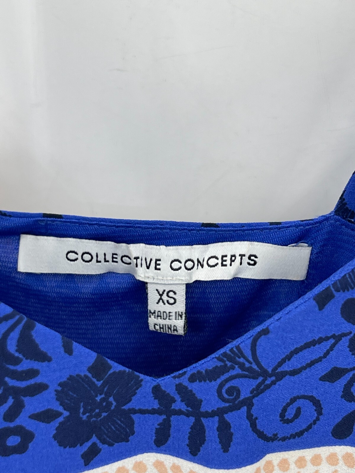 Collective Concepts Maxi Dress Womens XS Blue Boho Print Sleeveless Sundress