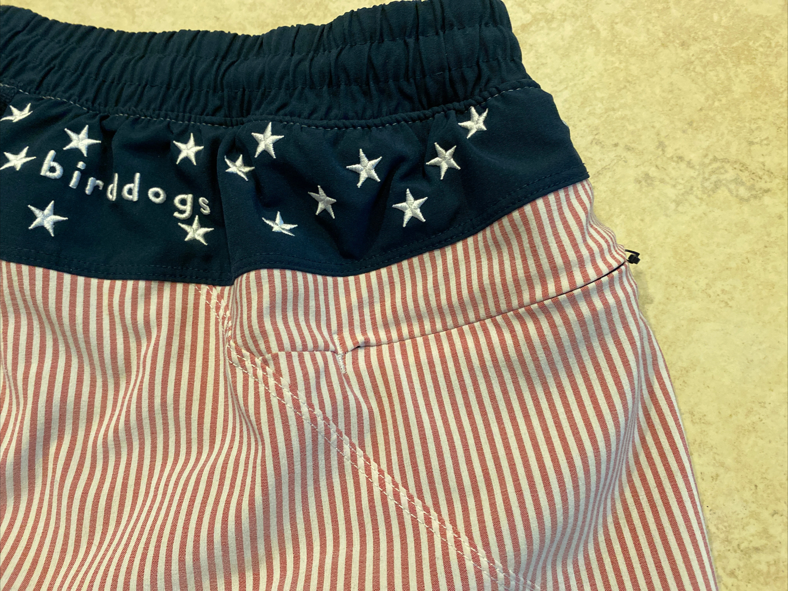 Bird Dogs Shorts Large Classic Boom Lined Hybrid Swim Trunk Red White