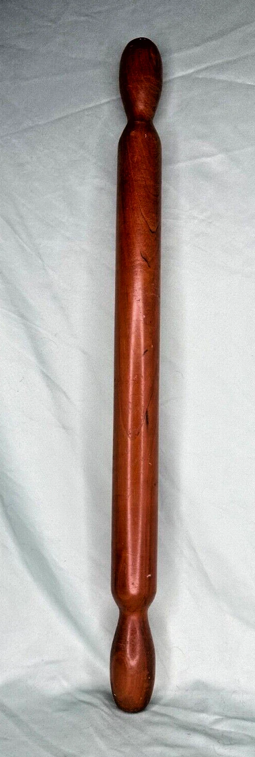 VINTAGE WOODEN ROLLING PIN 20 1/2 INCHES DARK WOOD