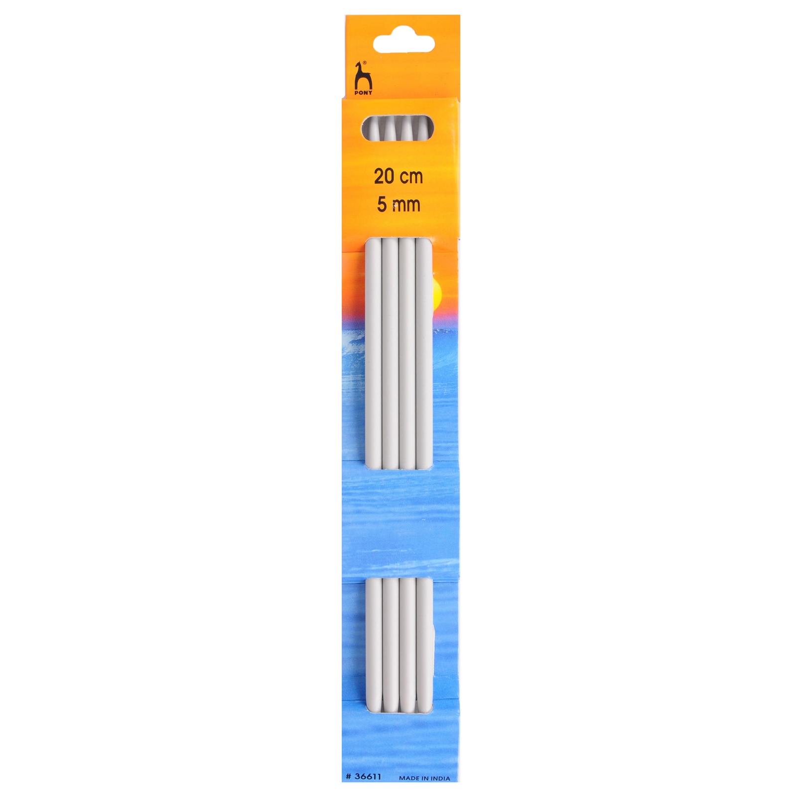 Pony Double Ended Knitting Pins, Aluminium,Silver, 20cm x 5.0mm, Set of 4 - Image 2