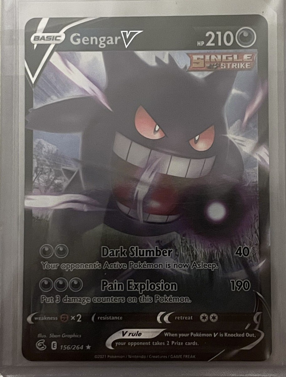 Pokmon TCG Gengar V Fusion Strike 156/264 Holo Ultra Rare (Single Strike) Pokmon TCG Gengar V Fusion Strike 156/264 Holo Ultra Rare (Single Strike)