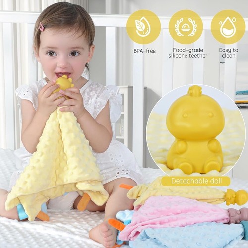 Loveys for Babies, 16" Soft Baby Lovey Blanket,Baby Snuggle Toy Yellow (1Pcs) - Picture 4 of 4