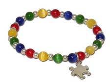 Autism Awareness Bracelet Puzzle Charm Primary Colors Easy On Stretch