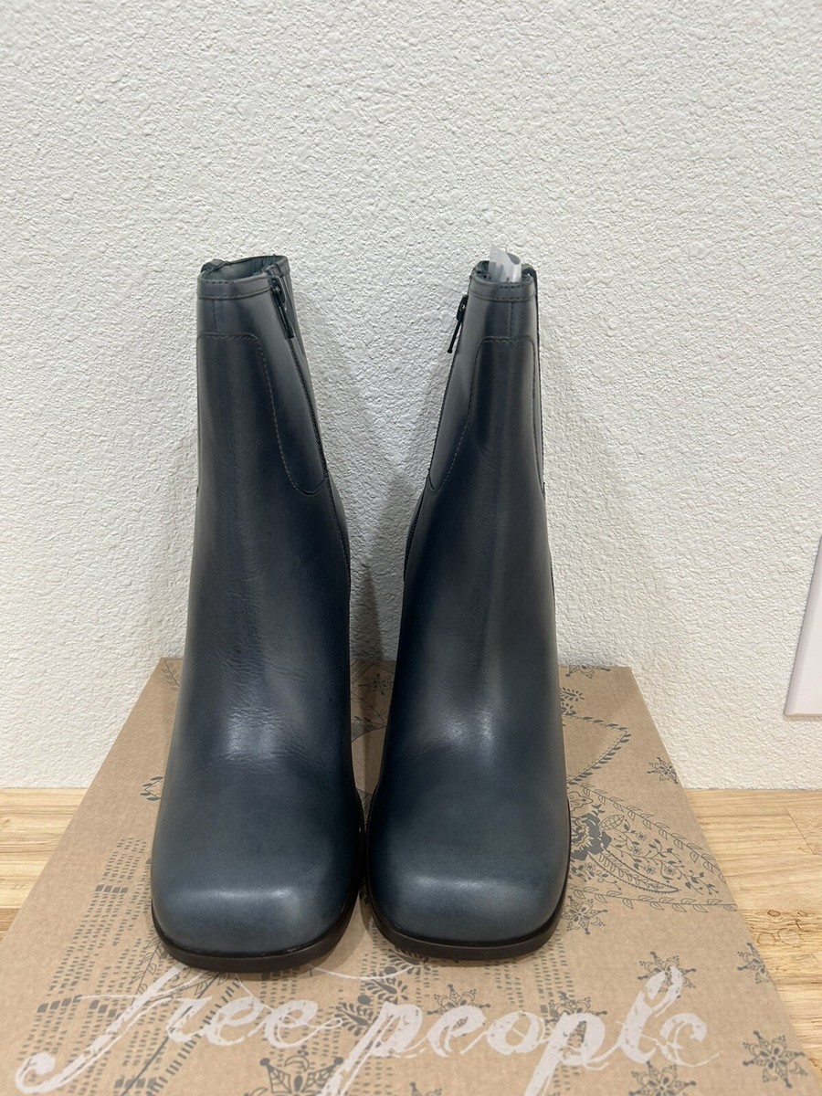 Free People Women's Naomi Ankle Heel Boot Leather Blue SZ 10