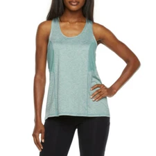 NEW Xersion M Tank Top Women's Green Racerback Colorblock Athletic