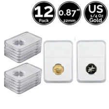 12 Pack 22 mm Slab Coin Holders For US 1/4 Oz Gold Platinum American Eagle