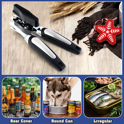 Heavy Duty Can Opener Smooth Edge Manual Stainless Steel Handy Easy Turn Knob