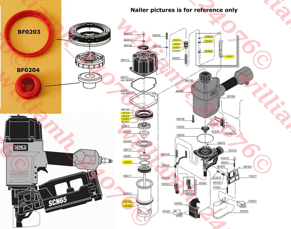 Senco framing nailer exploded parts diagram