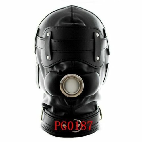 Punk Erwachsene Unisex Pu Leder Gimp Kopfgeschirr Kopfbedeckung Kapuze Maske Club Cosplay - Bild 10 von 31