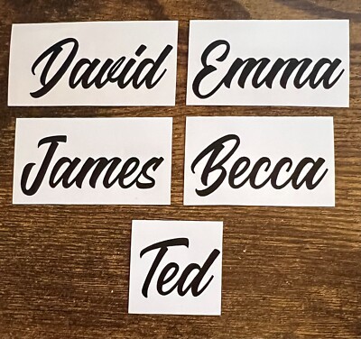 Personalisierte schwarze Namen x 10 Aufkleber Vinyl Weinglas Henne Hochzeit Handwerk #21