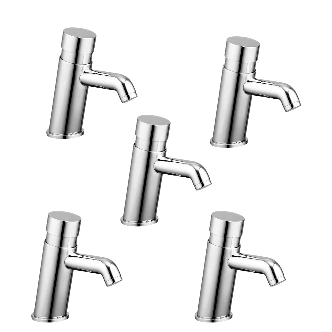 Push Button Non Concussive Basin Tap Chrome, Self-Closing, Adjustable timer/temp