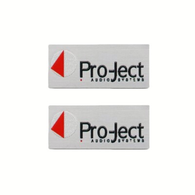Pro-Ject Turntable Logo Badge For Dust Cover Metal 30mm(1.18'')X13mm(0.5'') silvey