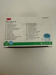 3M Micropore S Surgical Tape 2770-1 Box of 12 Rolls 1" x 5.5yd Expired