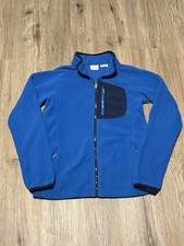 Columbia Youth Size XL 18/20 Gray And Blue Fleece Zip Up Jacket Zip Pockets
