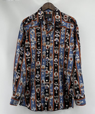 Panhandle Slim Shirt Men Medium Aztec Western Southwest Indian Pearl Snap Cowboy