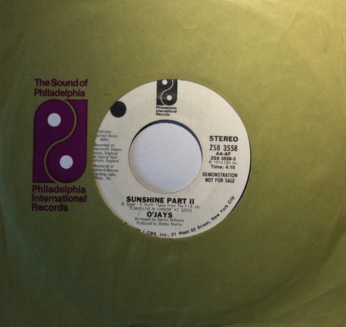 70s Soul - O'JAYS - Sunshine Part II - 1974 US PHILADELPHIA INT PROMO VG+