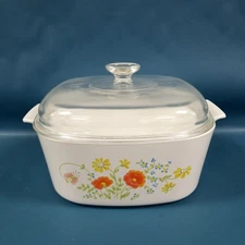 Vintage Corning Ware Wild Flowers 5 Qt Dutch Oven Casserole Dish A-5-B W/ Lid