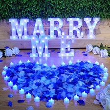 Hortsun Marry Me Light up Letters Proposal Decorations Will You Blue