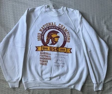 80s Vintage USC Collegiate Pacific Sweatshirt Size Large Athlete Signatures