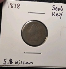 Imagen de 1878 Indian Head Cent (G) Semi-Key Date Scarce Album Coin Collectible Vintage US