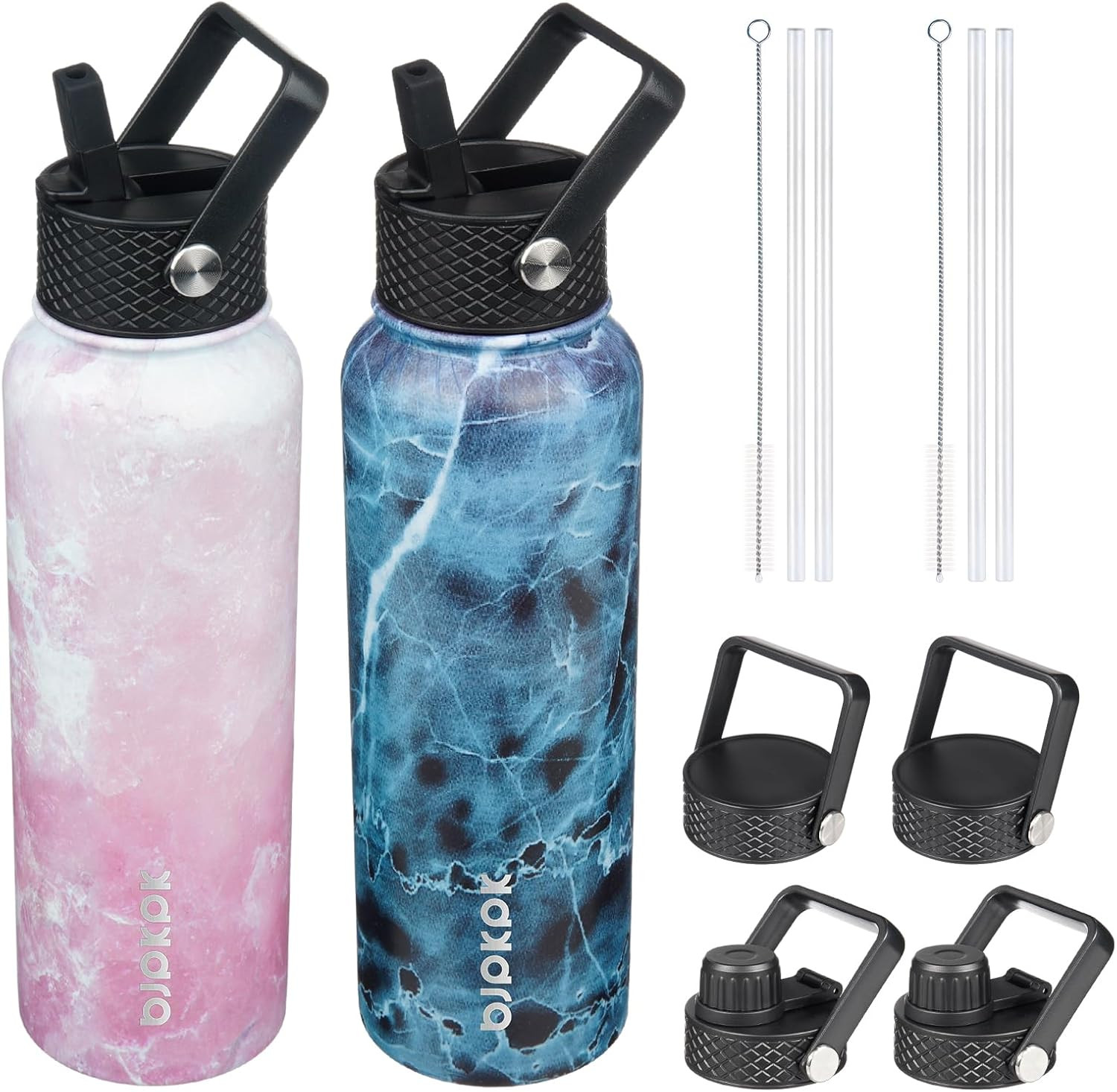 S With Straw Lids, 40oz Stainless Steel Metal Water