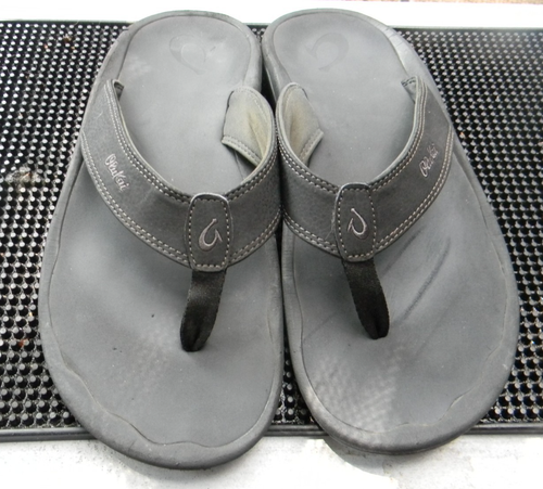 Olukai OHANA Black Arch Support Sandals Men's Flip Flops Beach Outdoor Sz 12 - Picture 4 of 9
