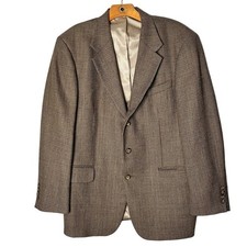 Oscar de la Renta 100 Wool Blazer 42R Houndstooth Check Sport Coat Vintage