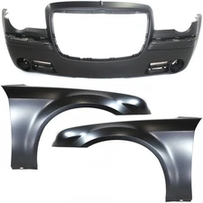 Front Bumper Cover and Fenders Kit For 2005-2010 Chrysler 300 Primed 3pc
