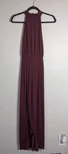Venus Maroon Tulip Hem High Low Draped Maxi Dress Size US Medium M