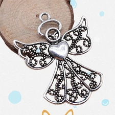 8 Pcs Multicolor Tibetan Silver Angel Charms 68X54MM Diy Pendants L14576