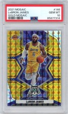 2021-22 Panini Mosaic Lebron James Gold Prizm Mosaic 07/10 #146 PSA 10
