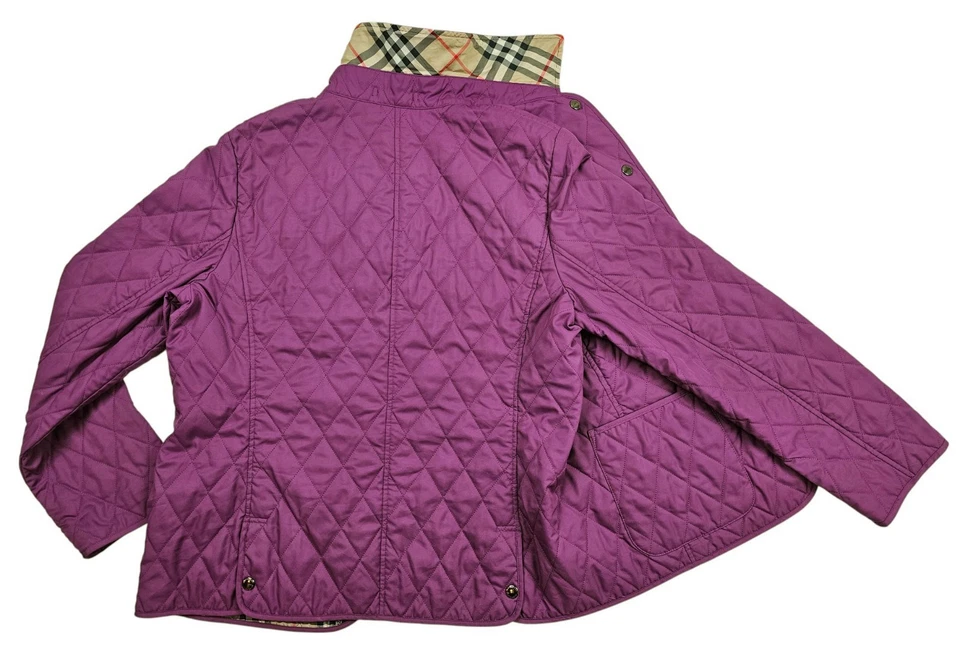 *LO ÚLTIMO Chaqueta Para Mujer BURBERRY LONDON @ DIAMANTE ACOLCHADA FORRADA A CUADROS JP PÚRPURA 46 M Foto 4 de 4
