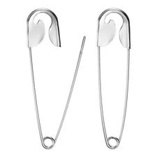 2-Pack Large Safety Pin, 5.4 In(137mm) Heavy Brooch Pin [Silver Tone]
