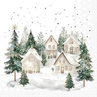 Weihnachten Servietten Lunch 33X33 3-Lagig 20 StüCk Dorf Im Schnee Snowy Houses