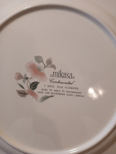 Vintage Mikasa Silk Flowers 10" Dinner Plates Octagonal Set of 5 - Picture 5 of 5