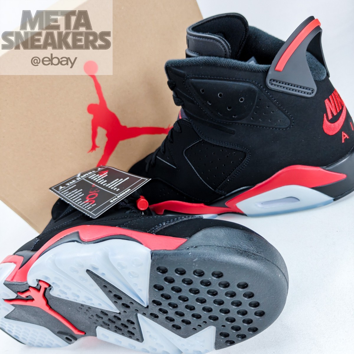 Air Jordan 6 US 13 Men's Black Crimson Red Salesman Nike Retro VI