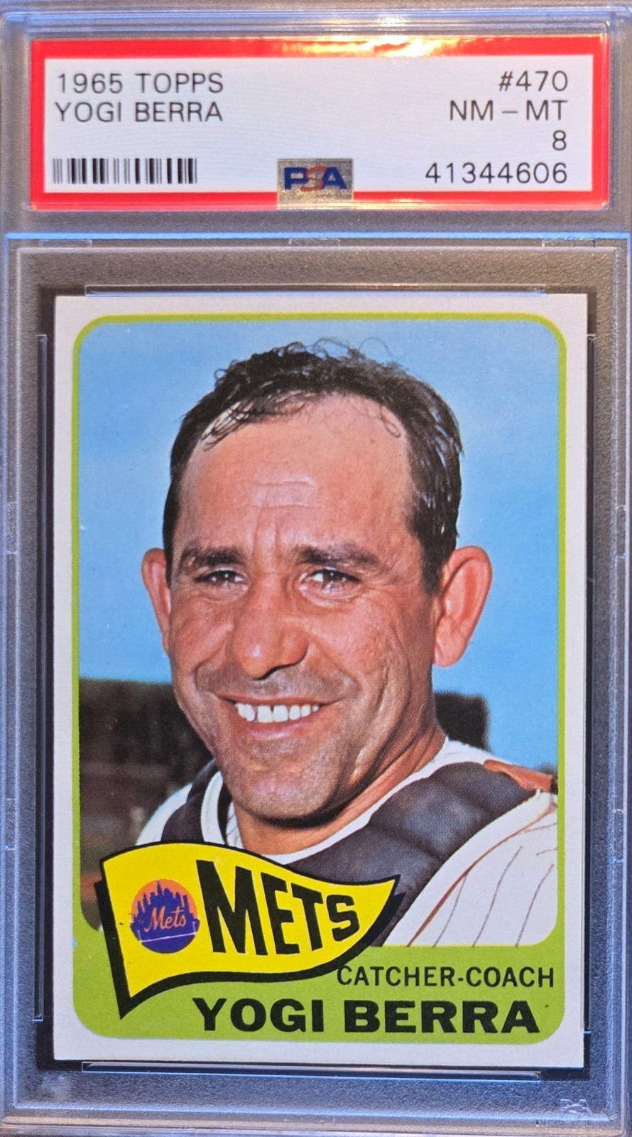 1965 Topps Yogi Berra #470 - PSA 8 NM-MT - New York Mets Hall of Famer