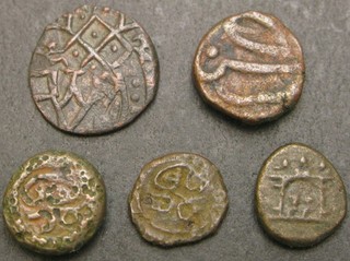 INDIA Mixed lot of 5 copper coins 1280 ¤
