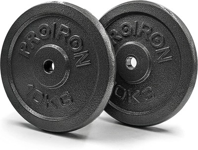 PROIRON 2 Stück Gusseisen Hantelscheiben 10kg Lochdurchmesser 2,5cm Fitness