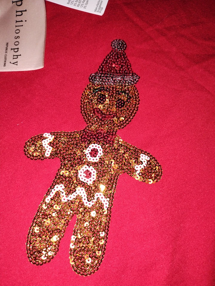 Philosophy Pan de Jengibre Hombre Rojo Navidad Suéter Talla Pequeña Foto 2 de 4