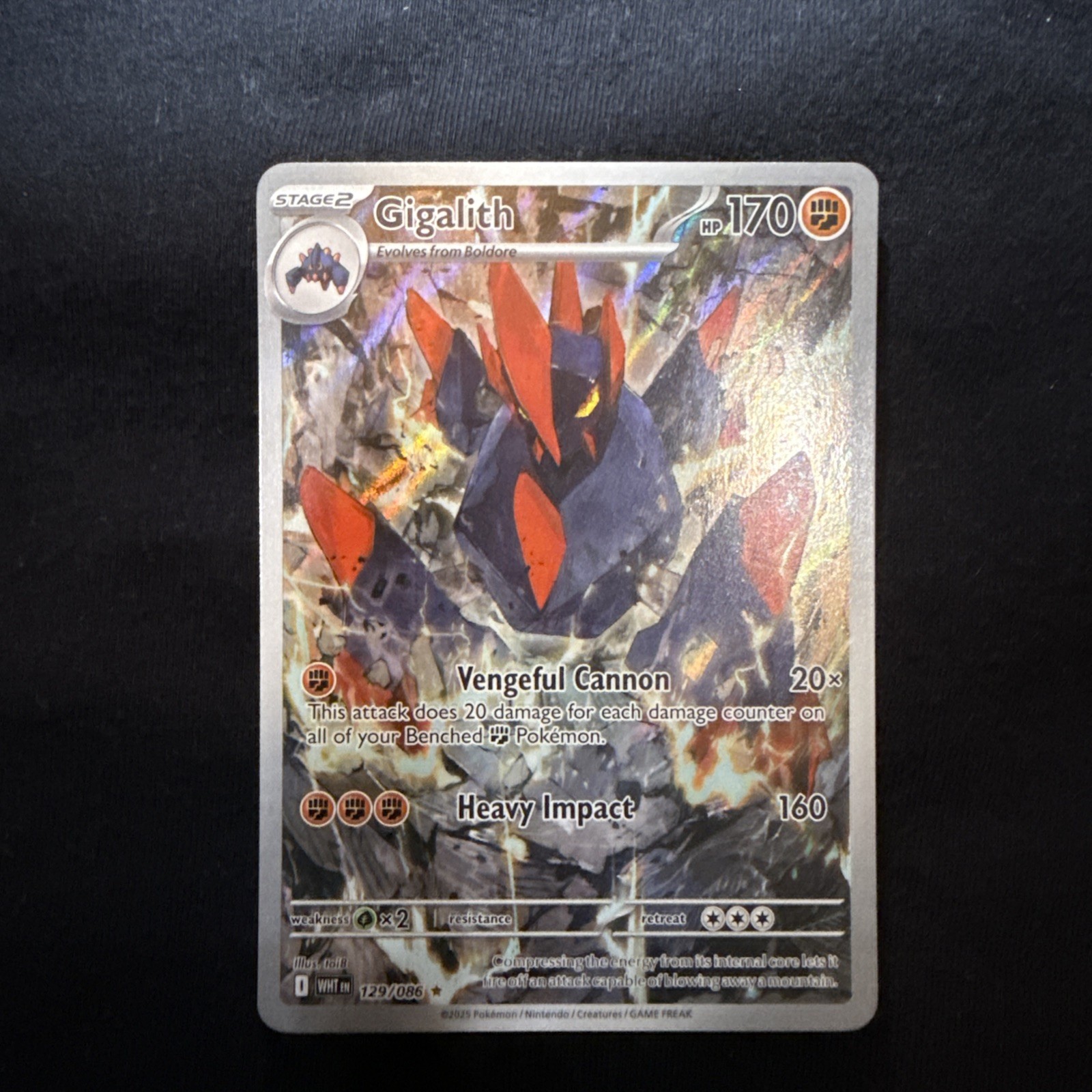 POKEMON WHITE FLARE ILLUSTRATION RARE GIGALITH 129/086 POKEMON TCG NEAR MINT